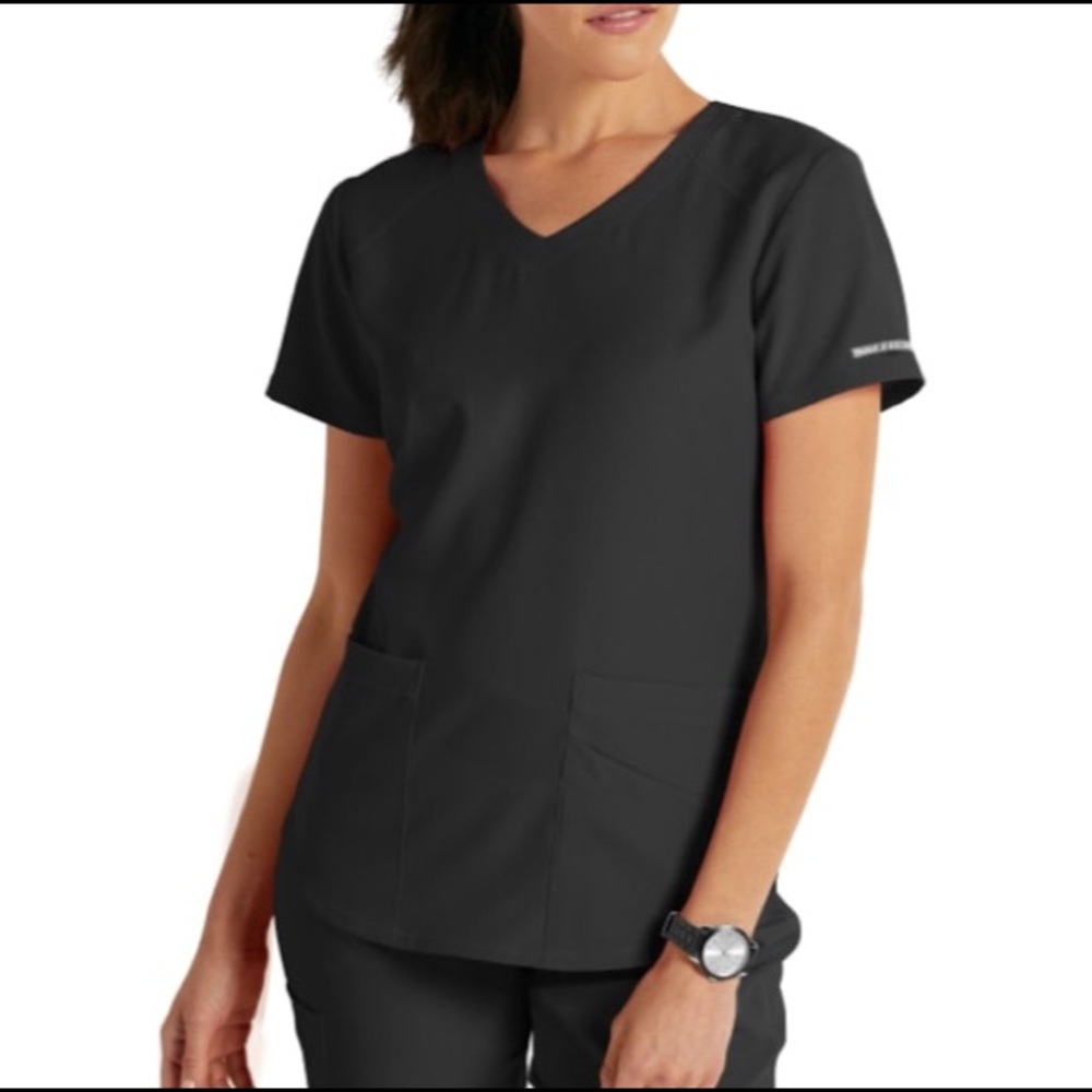 Skechers by Barco Vitality 3 Pocket Black Scrub Top